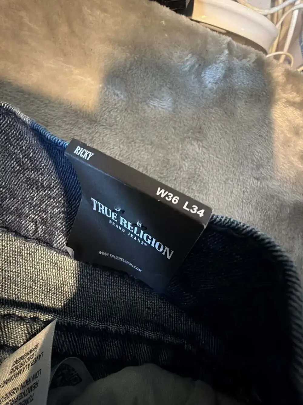 True Religion Ricky Big T Flap Straight Jeans Dark Shivering Wash Size 36